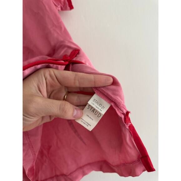 STAUD The Corso Top Pink 100% Silk Size Small - Picture 4 of 5